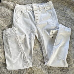 American Eagle Outfitters Cream Buttoned Joggers